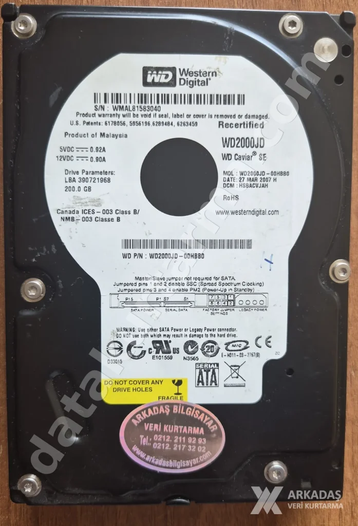 Western Digital WD2000JD — ürün fotoğrafı 1